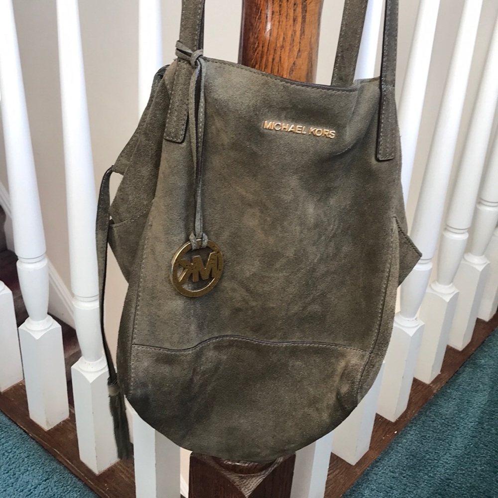 Michael Kors suede olive hand bag
